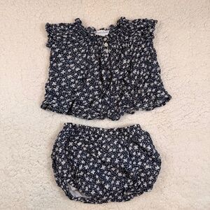 Polo Ralph Lauren Baby Girl Floral 2Pc Set Navy/White 6M